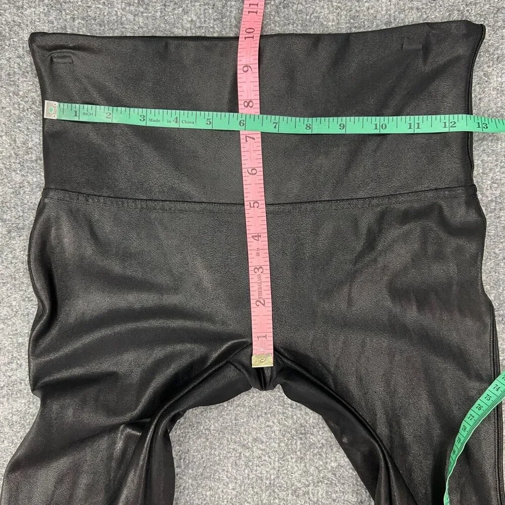 Spanx Leggings Womens L Large Black Faux Leather High Rise Stretch Pull On Yoga